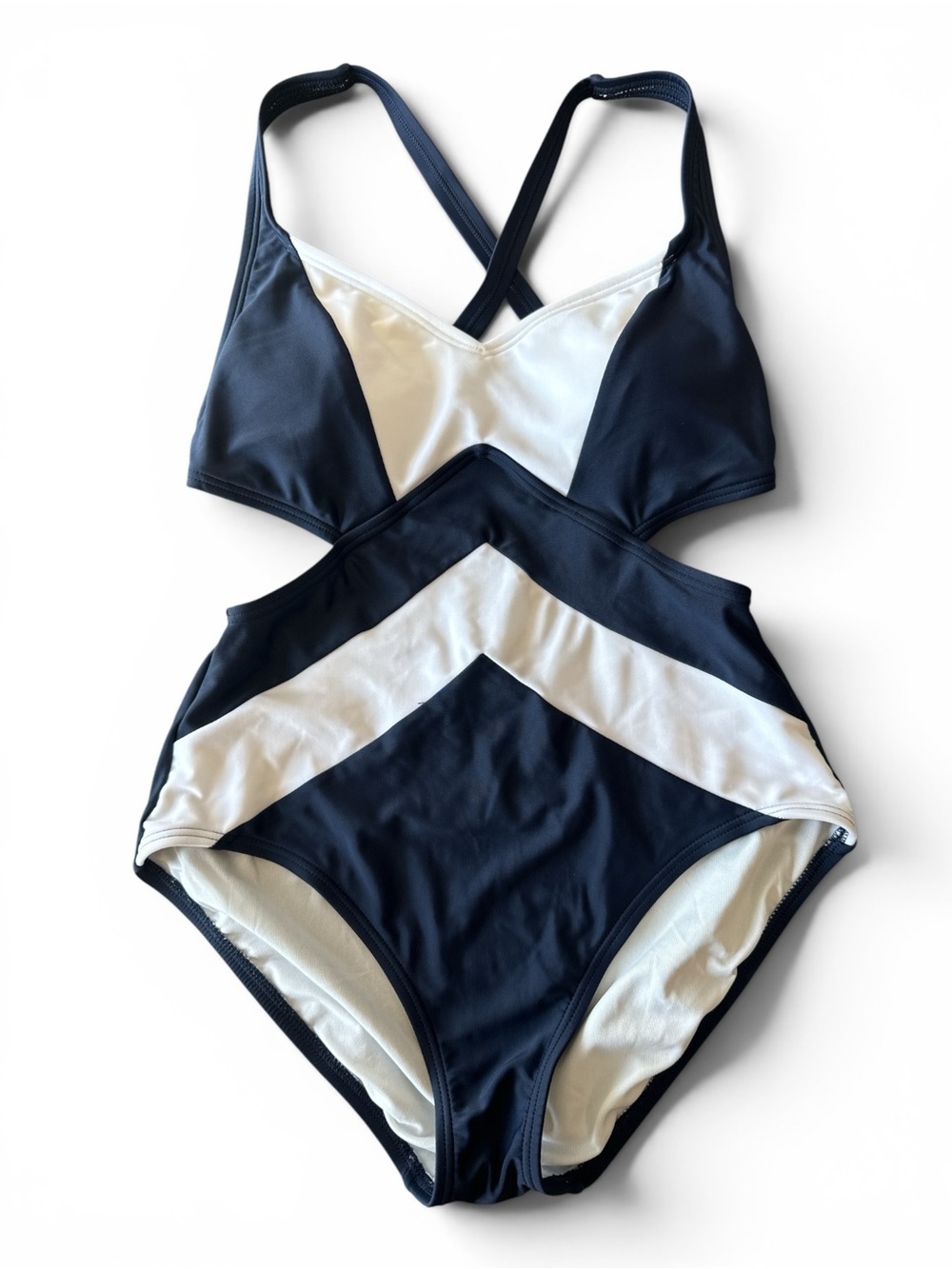 Michael Kors Navy & White Chevron One-Piece Swimsuit Size 10